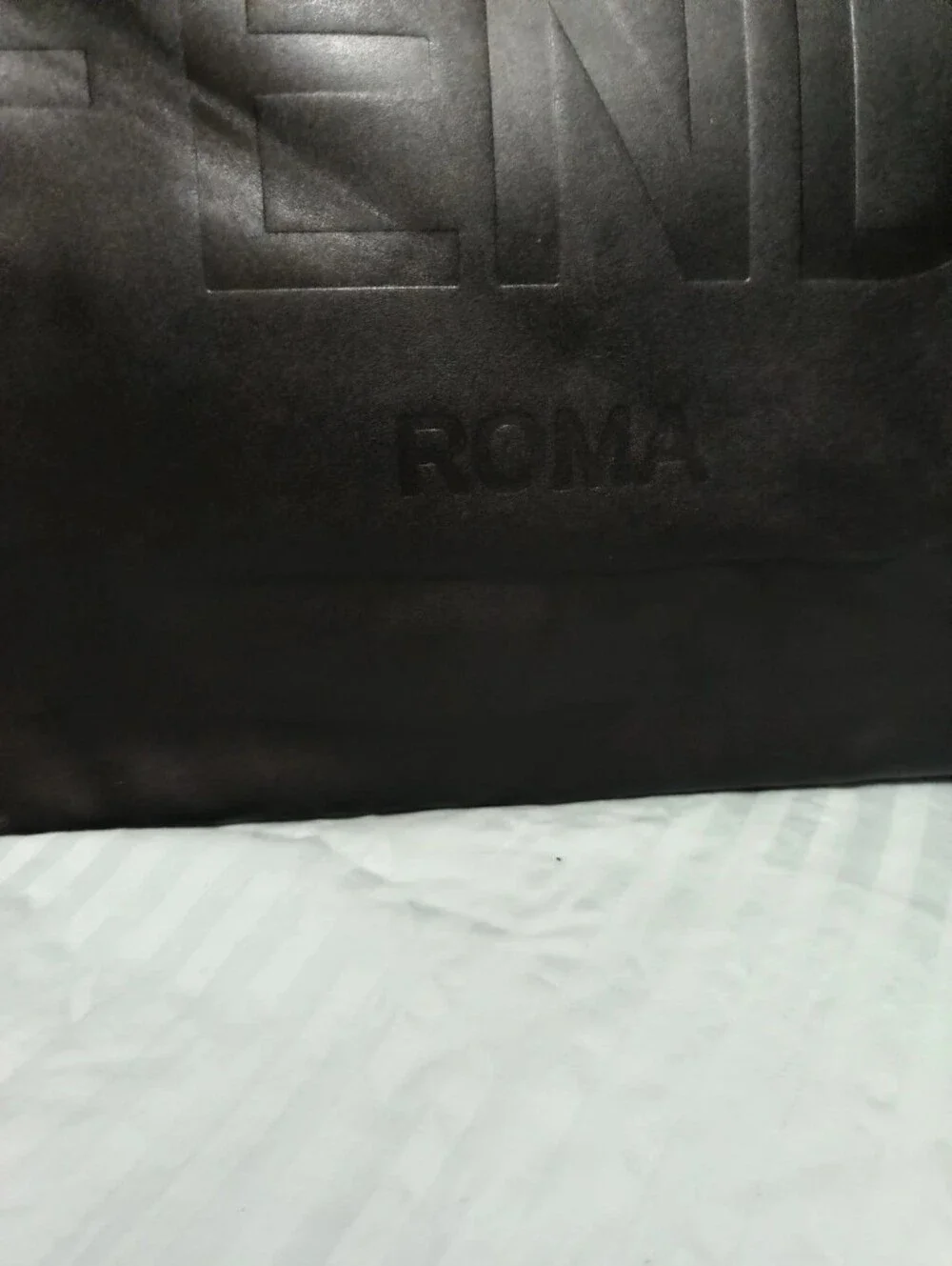 Fendi Black Embossed Roma Leather Tote